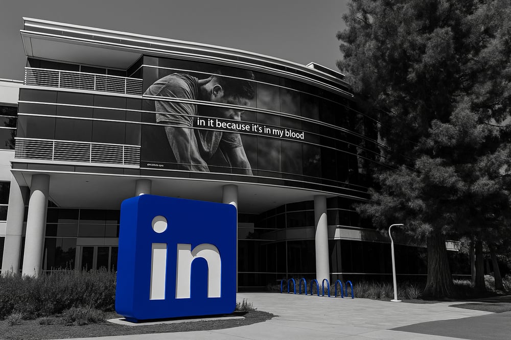 LinkedIn headquarters in black and white
