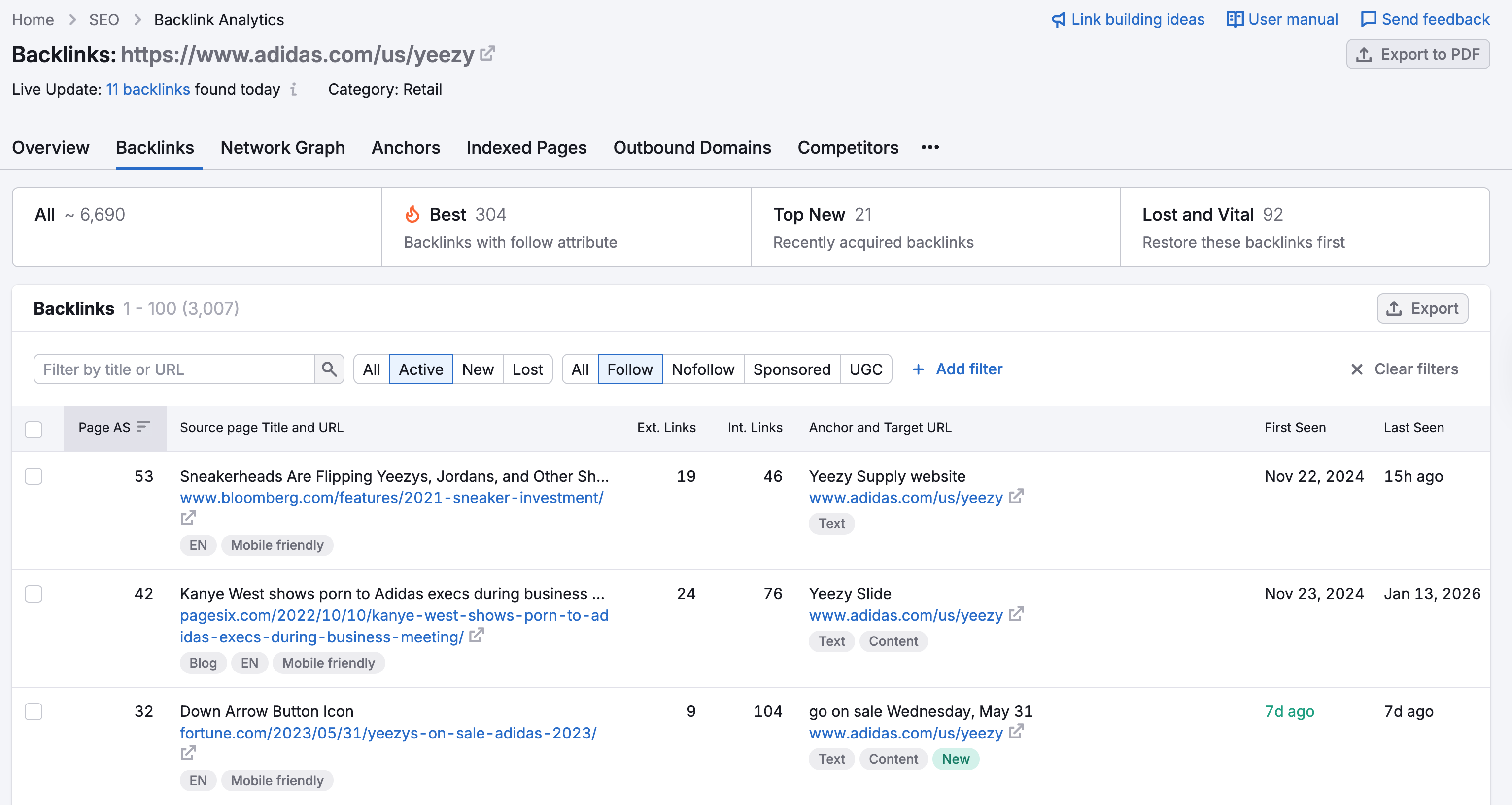 Find competitors with broken backlinks