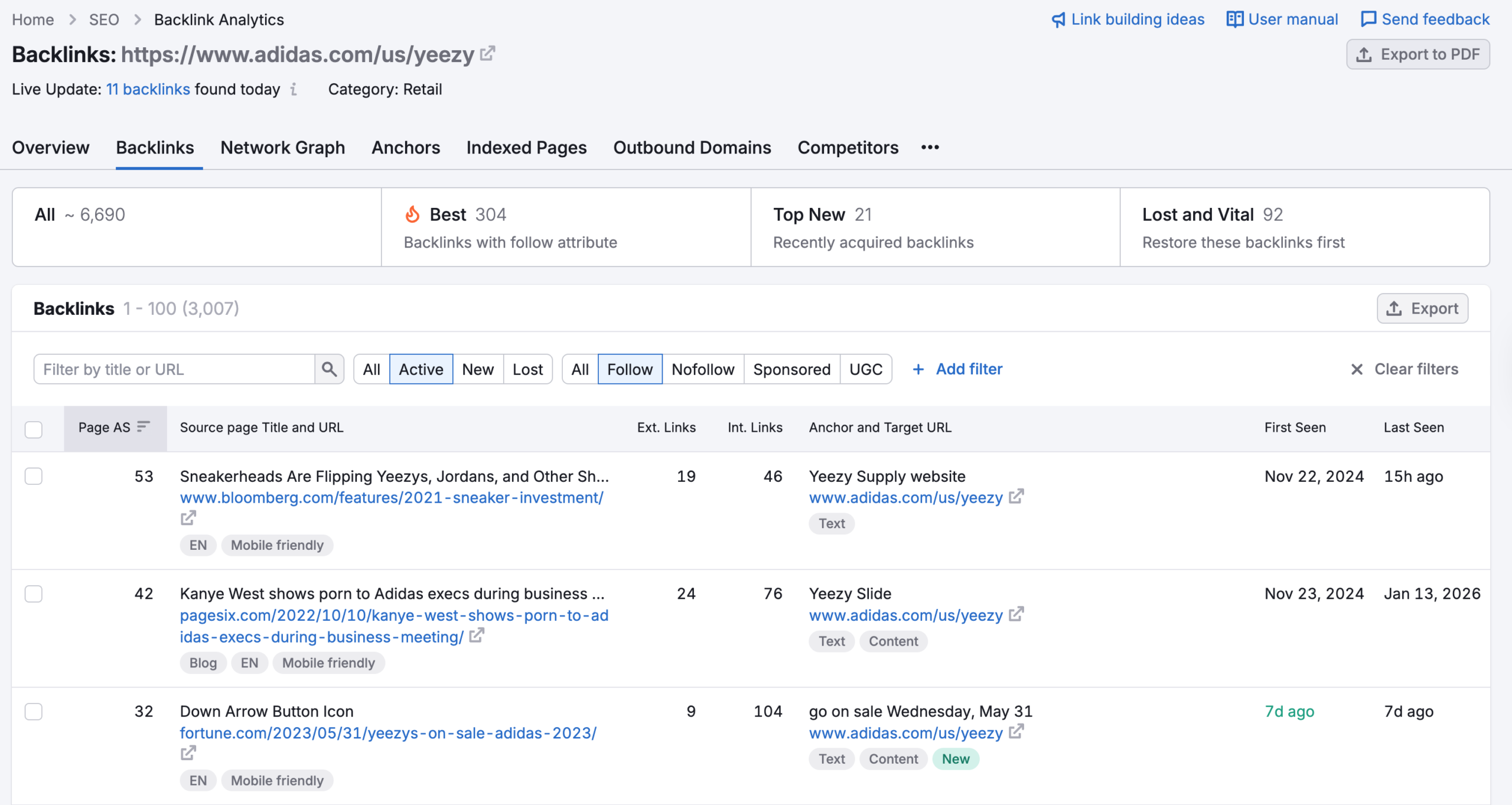 Find competitors with broken backlinks